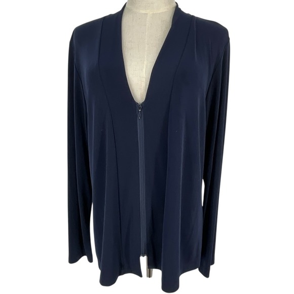 Easywear by Chico's Sweaters - Easywear by Chico's Navy Blue Zip Front Cardigan Sweater Womens‎ Sz 2 Lg US 12